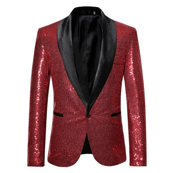 Men's office formal wool tuxedo -The Crystal Slim Fit Blazer Suit Jacket - Scarlet Red