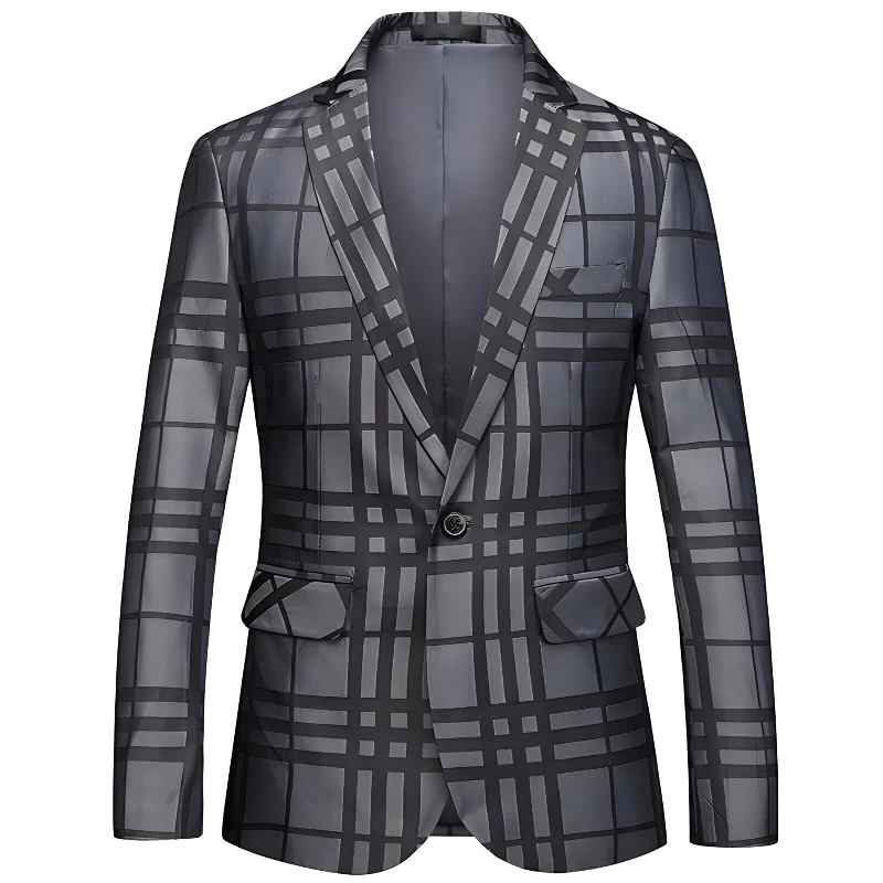 Men's designer business tuxedo -The Frederic Plaid Slim Fit Blazer Suit Jacket