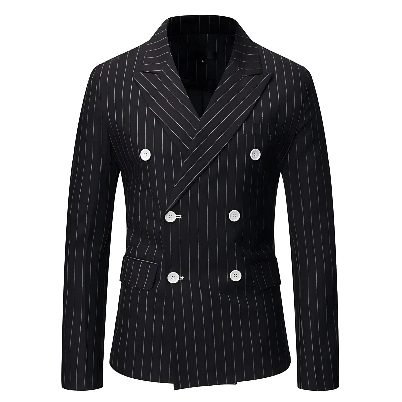 Men's premium slim fit tuxedo suit -The Hamilton Pinstripe Slim Fit Blazer Suit Jacket - Black