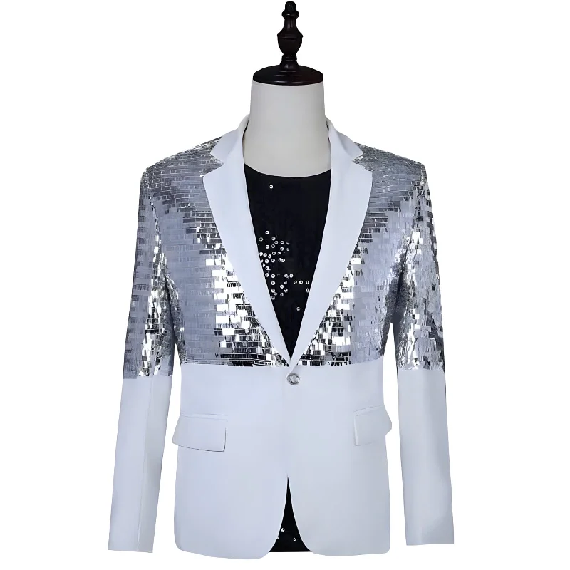 Men's slim grey tuxedo for business -The Jefferson Slim Fit Sequin Blazer Suit Jacket