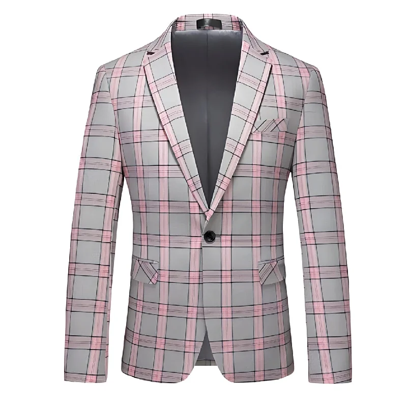 Men's black wool tuxedo for wedding -The Lain Plaid Slim Fit Blazer Suit Jacket - Multiple Colors