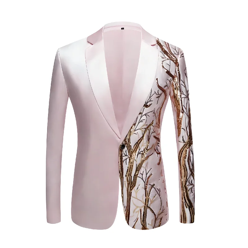 Men's slim fit wool wedding tuxedo -The Meridian Slim Fit Blazer Suit Jacket - Pearl Pink