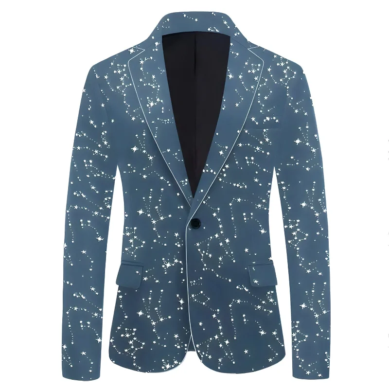 Men's classic blue formal tuxedo -The Silver Star Velvet Slim Fit Blazer Suit Jacket - Multiple Colors