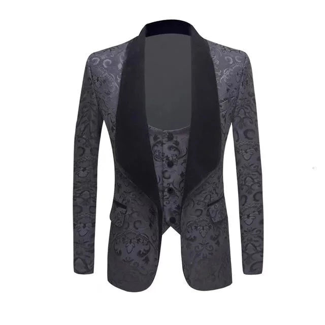 Men's high-end slim tuxedo suit -The Stephan Two Piece Slim Fit Blazer Suit Jacket - Charcoal