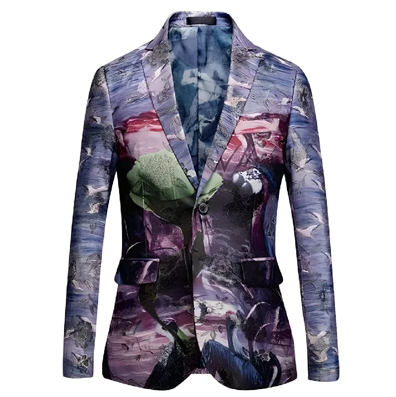 Men's charcoal business formal suit -The Tropicana Slim Fit Blazer Suit Jacket  - Violet