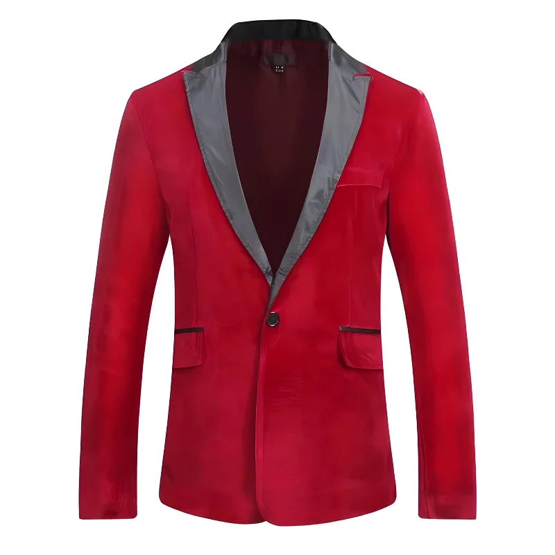 Affordable wedding tuxedo rental -The Xavier Slim Fit Velvet Blazer Suit Jacket - Vermillion