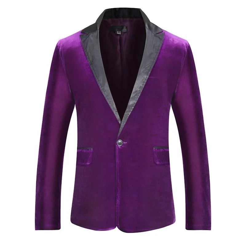 Men's classic wedding tuxedo rental -The Xavier Slim Fit Velvet Blazer Suit Jacket - Violet