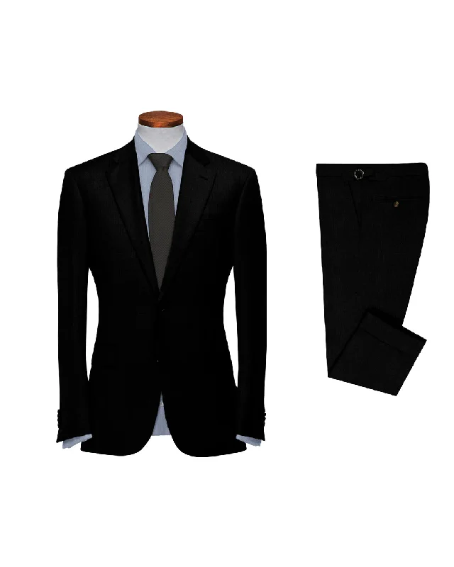 Stylish wool tuxedo jacket for men -Washable Wool Suit: Black