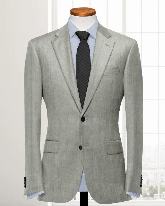 Men's custom tuxedo suit with vest -Washable Wool Suit: Light Grey