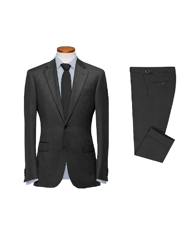 Men's designer wedding tuxedo jacket -Washable Wool Suit: Dark Grey