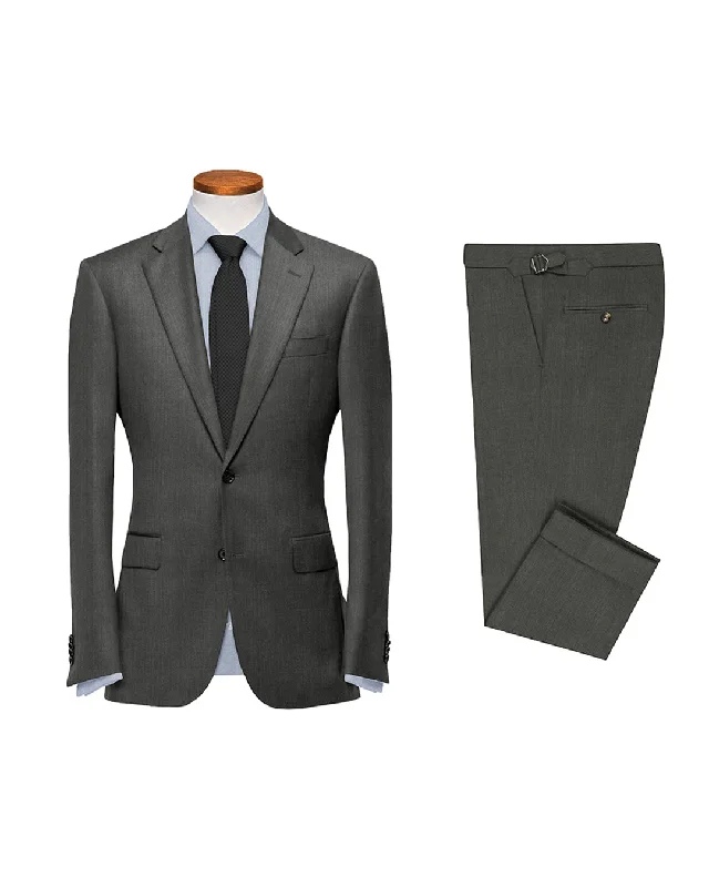 Men's slim fit blue wool tuxedo -Washable Wool Suit: Mid Grey