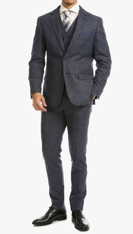 Men's casual office suit for men -York Navy Slim Fit 3 Piece Herringbone Suit