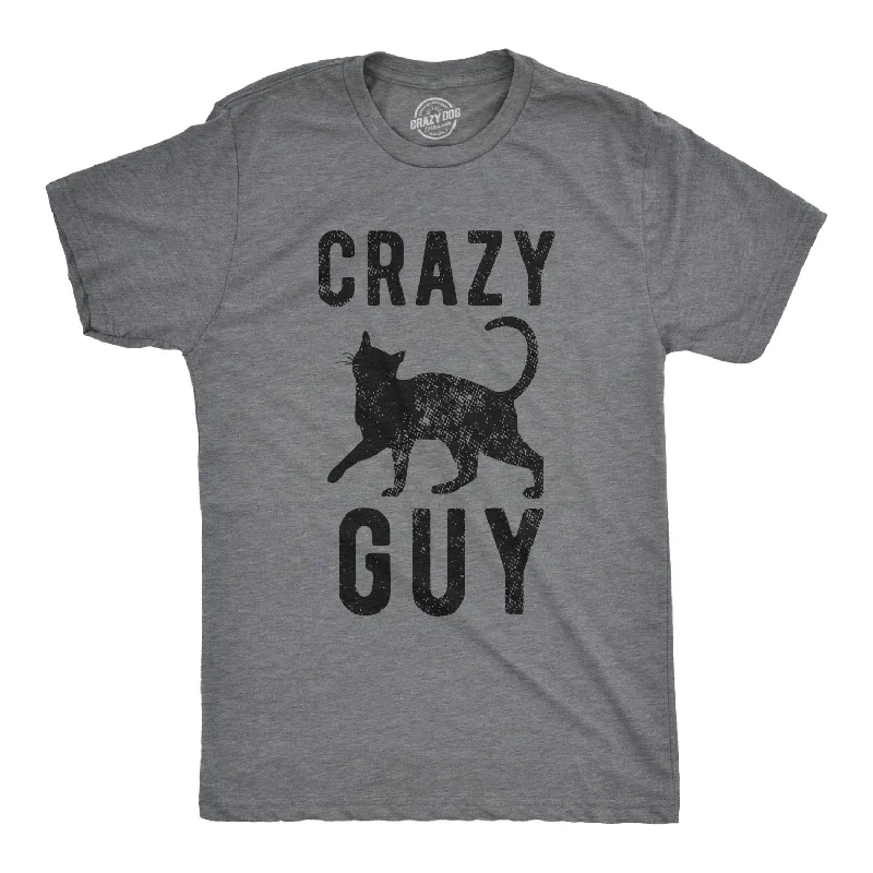 Men’s short sleeve work shirt -Crazy Cat Guy Men's T Shirt